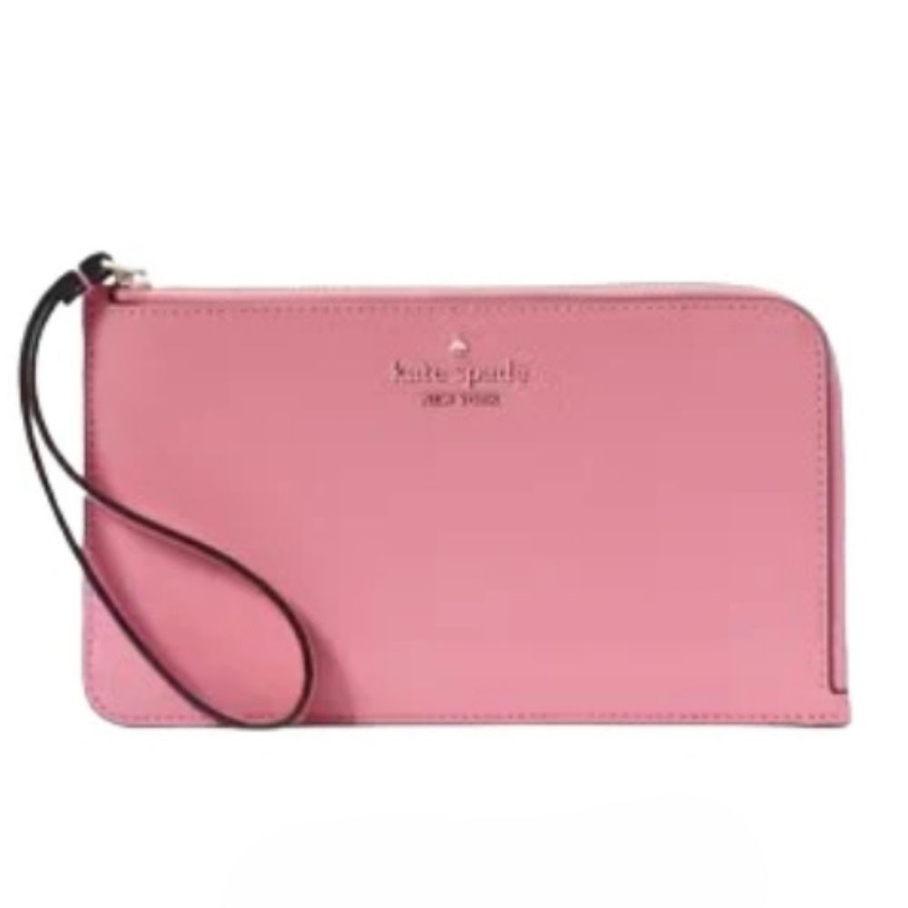 > Kate Spade New York pink textured leather outer pocket wristlet